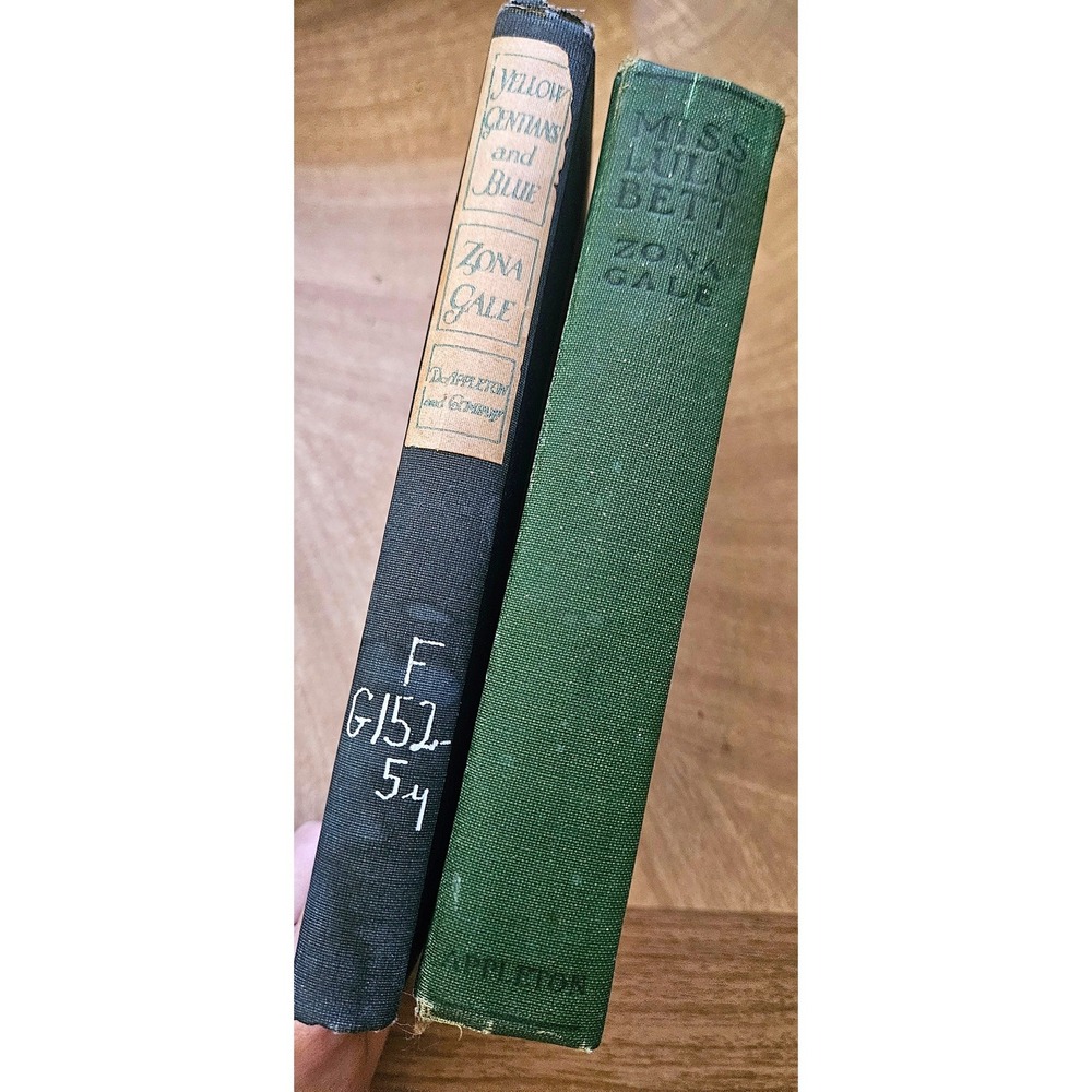 Vtg Yellow Gentians & Blue & Miss Lulu Bett Zona Gale 1920s Hardcover 2 Book Lot